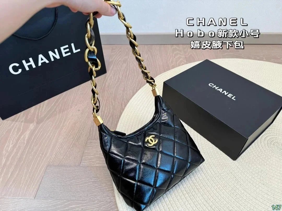 Chanel Hobo Small Bag with Quilted Patent Leather and Gold-Chain Strap [16 styles] | 7569309197